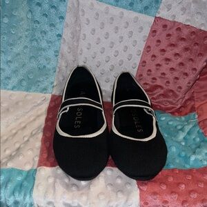 Black Mary Jane Flats with White Trim